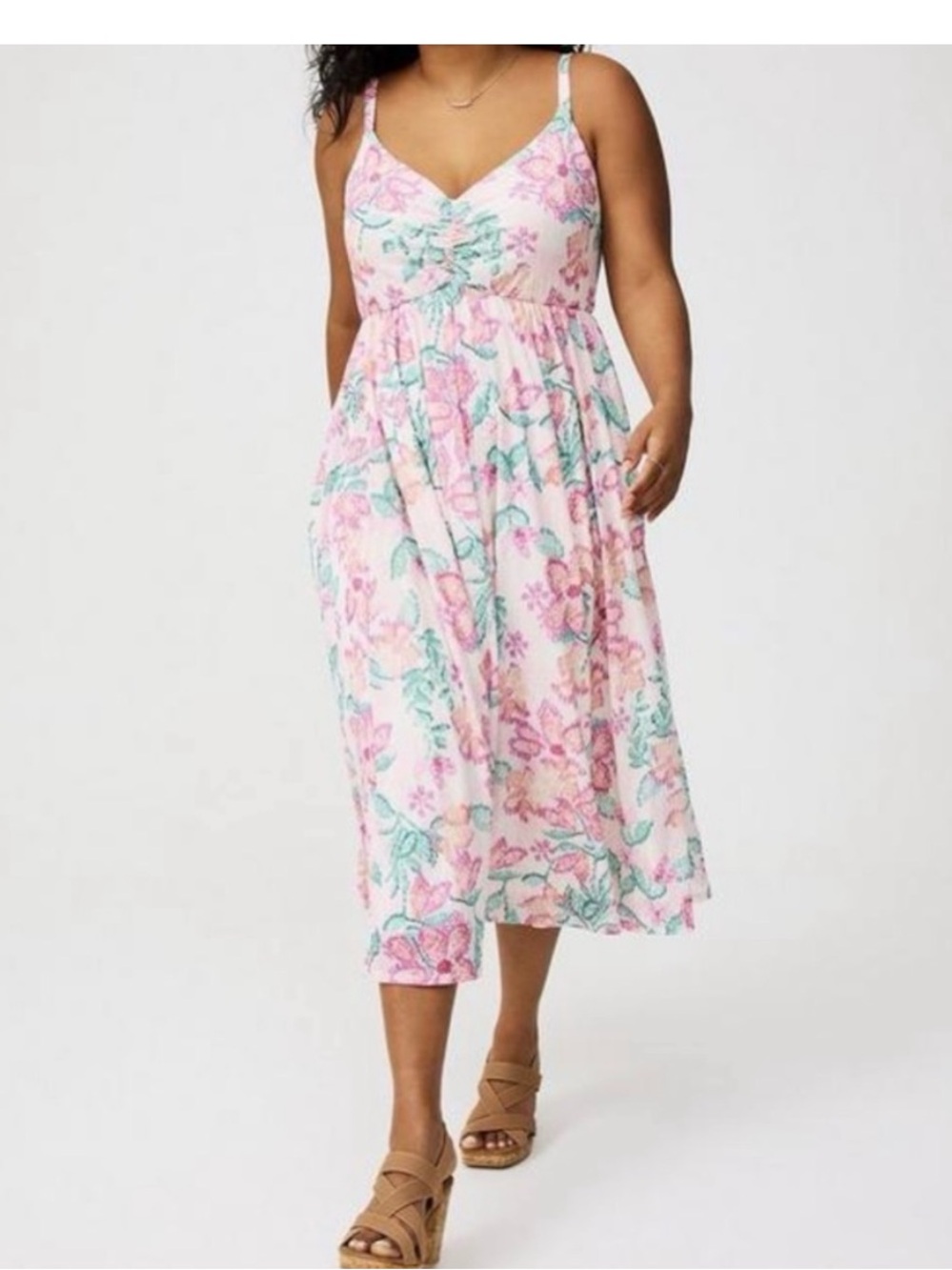 Torrid Sleeveless Tie-Back Midi Dress in Allie Floral Multi Size 1X - 14/16